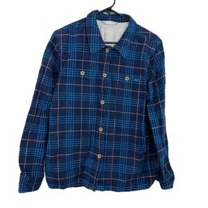 Stio Womens Hutkeeper Flannel Shirt Large Blue Mountain Shadow Plaid Button Up